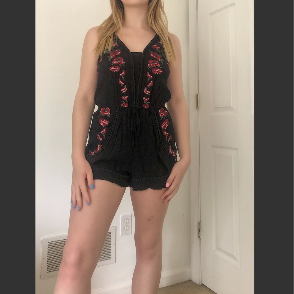 Black Floral Romper